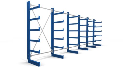 Kragarmregal blau lackiert 6 Ständer mit festen Armen
